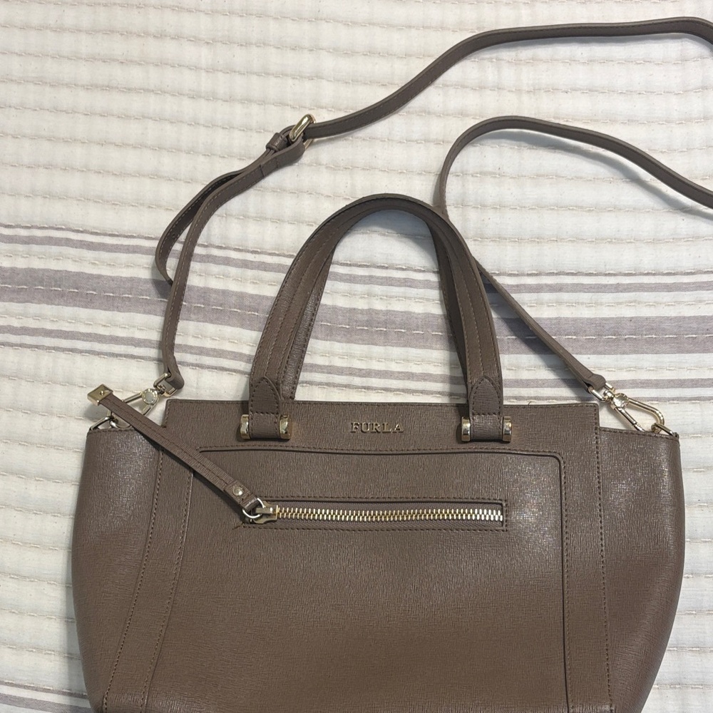 Furla Taupe Leather Satchel
9” x 13 1/2”